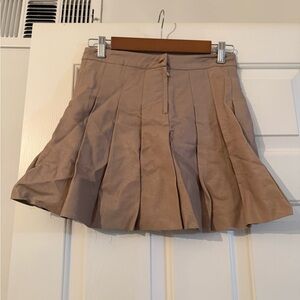 Skatie Tan Pleated Skater Skirt